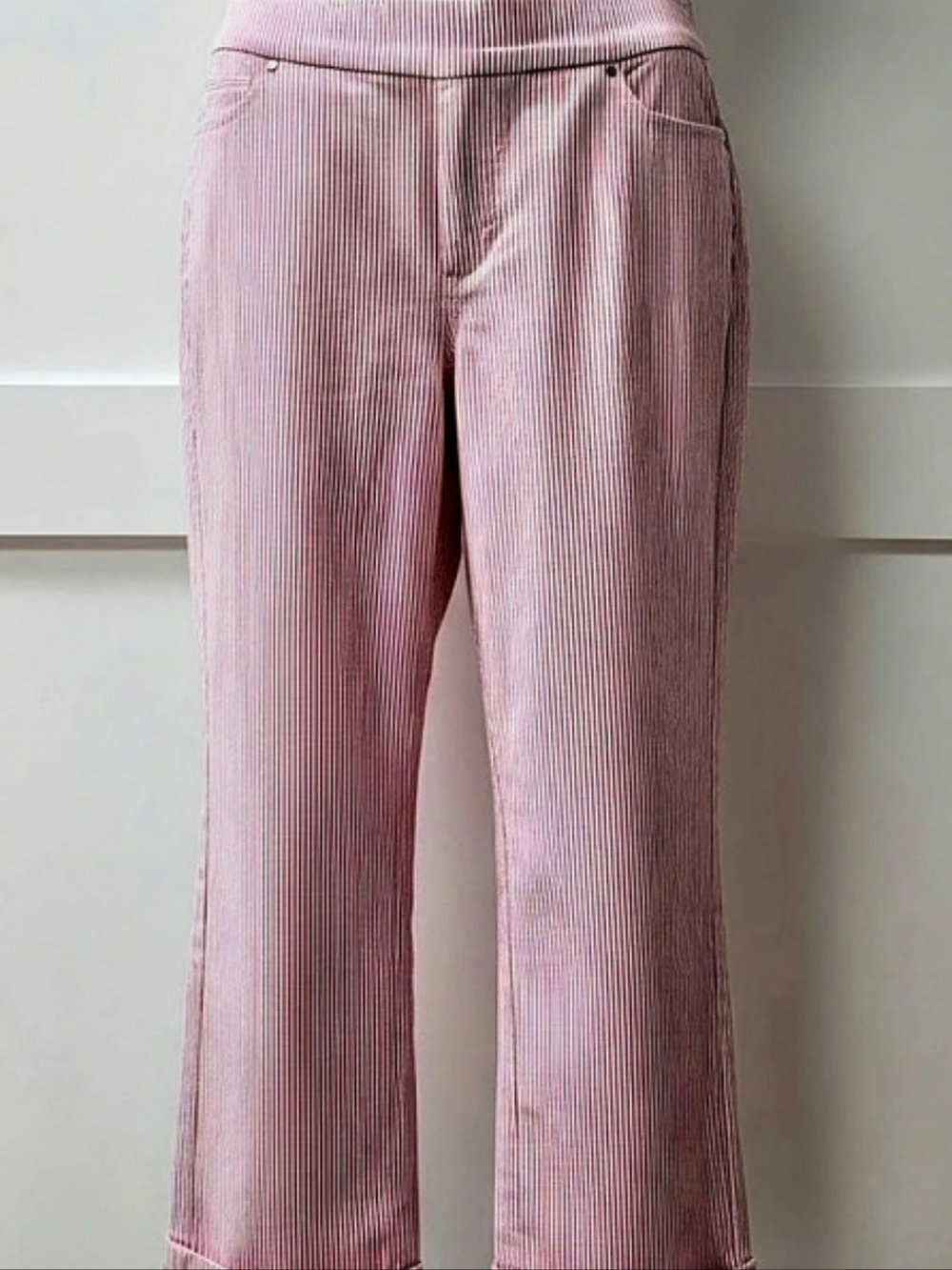 Mario Serrani Striped Cropped Pants in Pink & White Size Medium